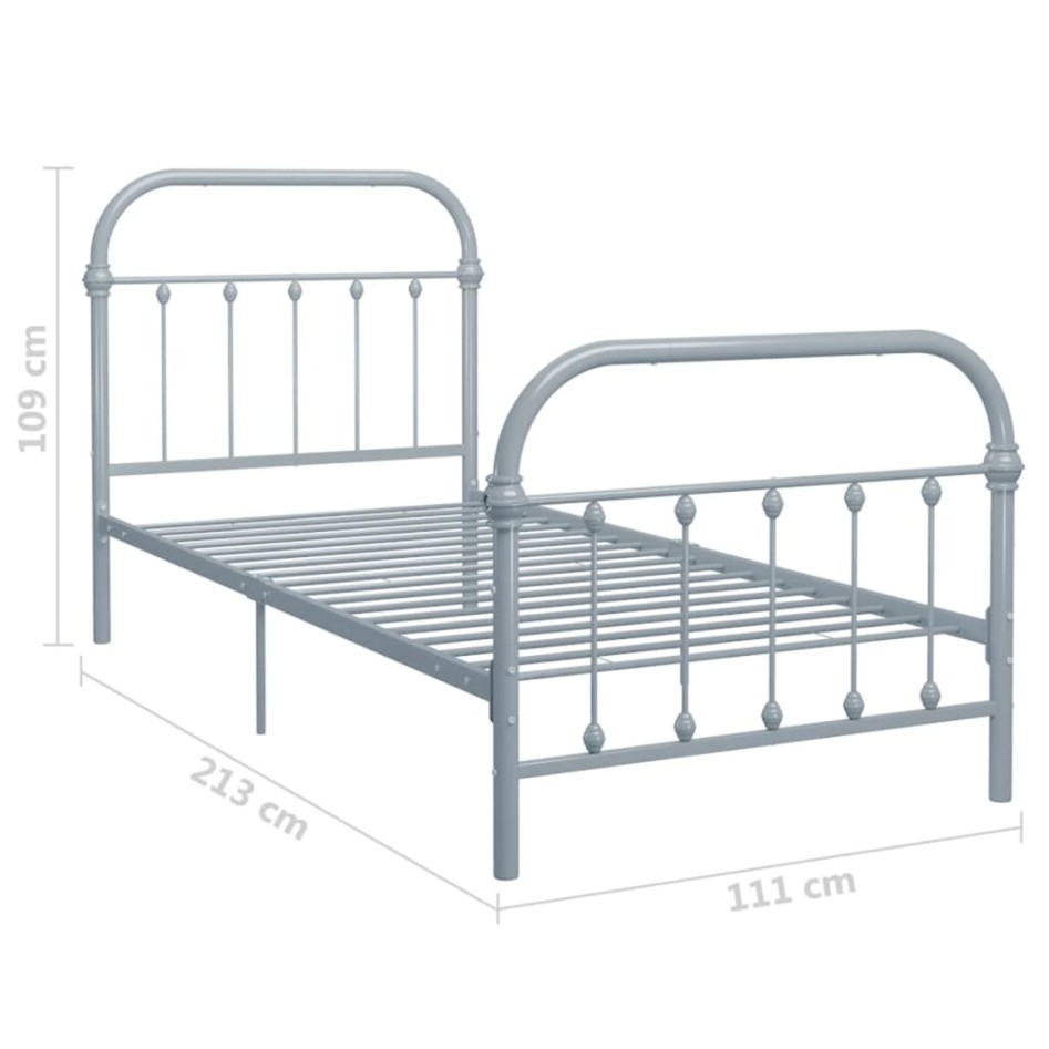 Estructura de cama de metal gris 100x200