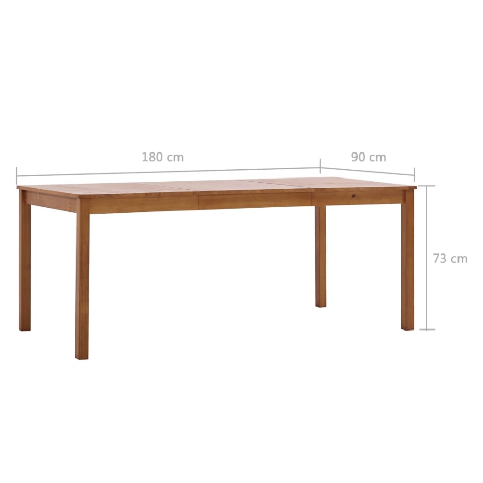 Mesa de comedor de madera de pino marrón miel 180x90x73