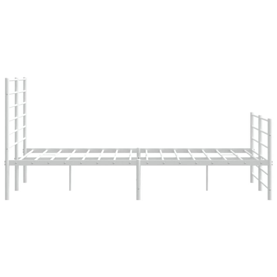Estructura cama metal cabecero y estribo blanco 140x190