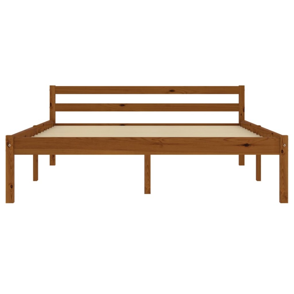 Estructura de cama madera maciza pino marrón miel 140x200
