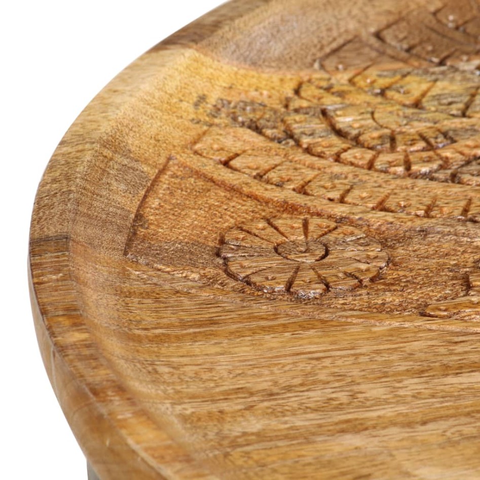 Mesas auxiliares redondas 2 uds madera maciza de mango y