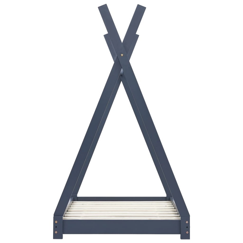 Estructura de cama infantil madera maciza pino gris 90x200