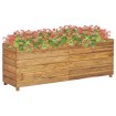 Jardinera madera maciza de teca y acero 150x40x55 cm