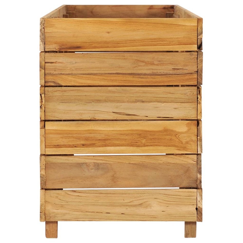 Jardinera madera maciza de teca y acero 150x40x55