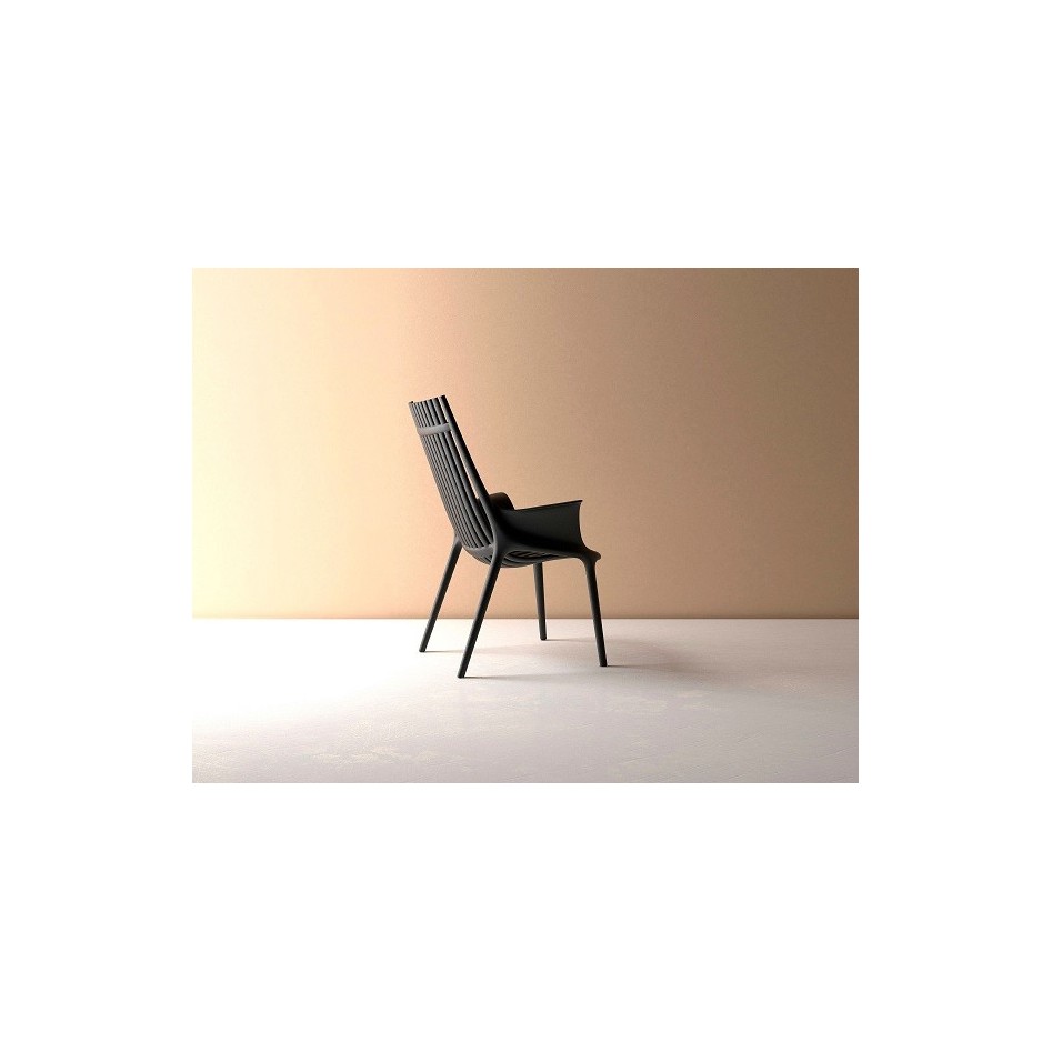 Sillón de diseño con brazos, apilable, modelo Ibiza