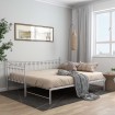 Estructura de sofá cama extraíble de metal blanco 90x200 cm