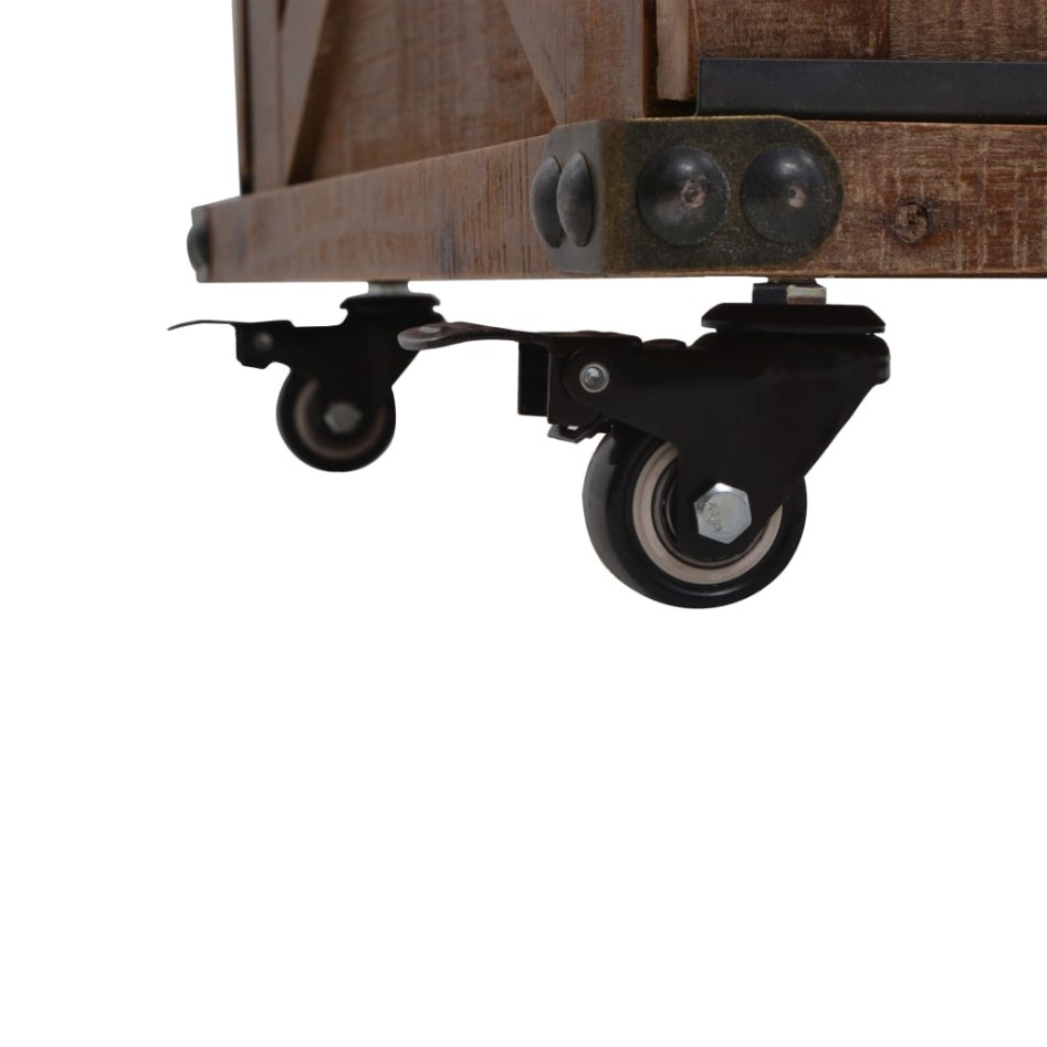 Mesa de centro de madera maciza de abeto marrón 91x51x38