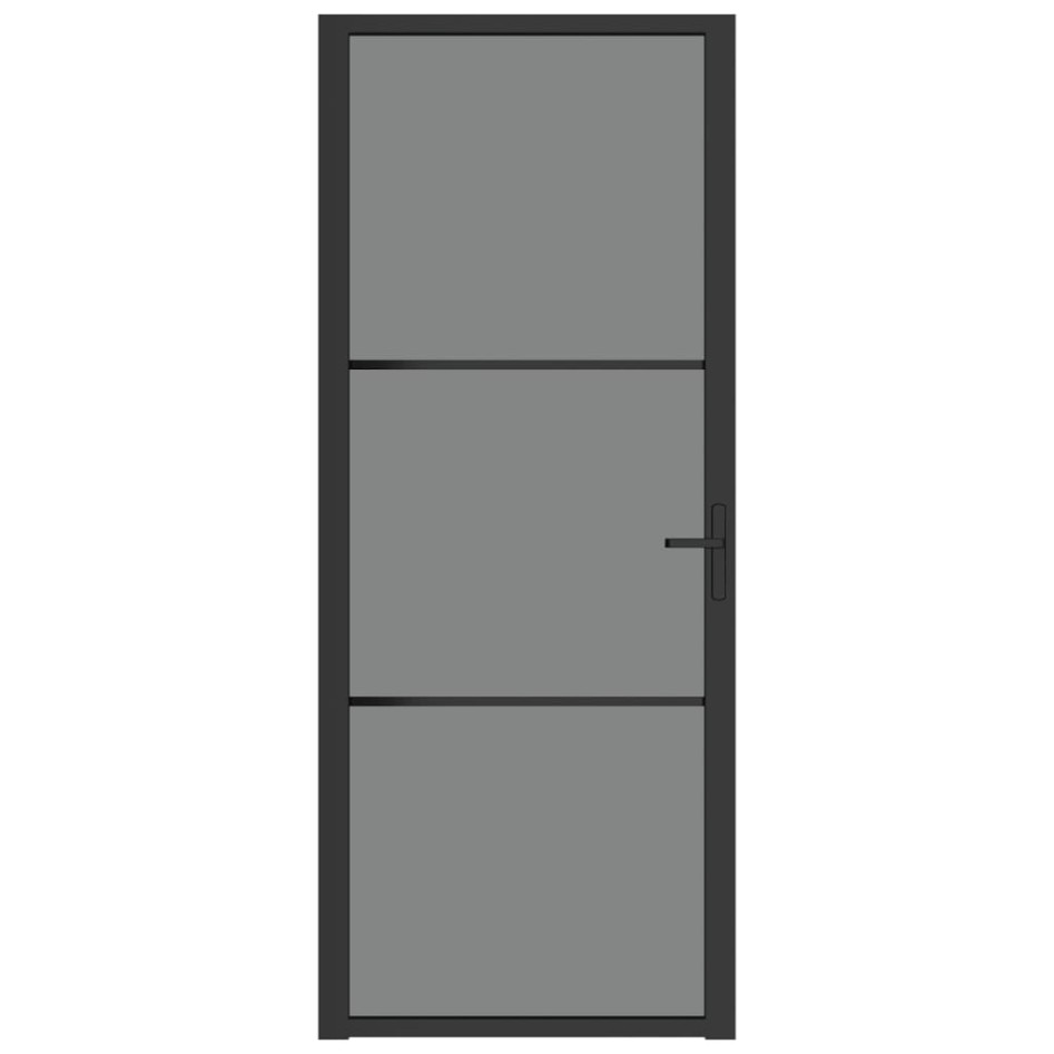 Puerta interior vidrio EGS y aluminio negro 83x201,5