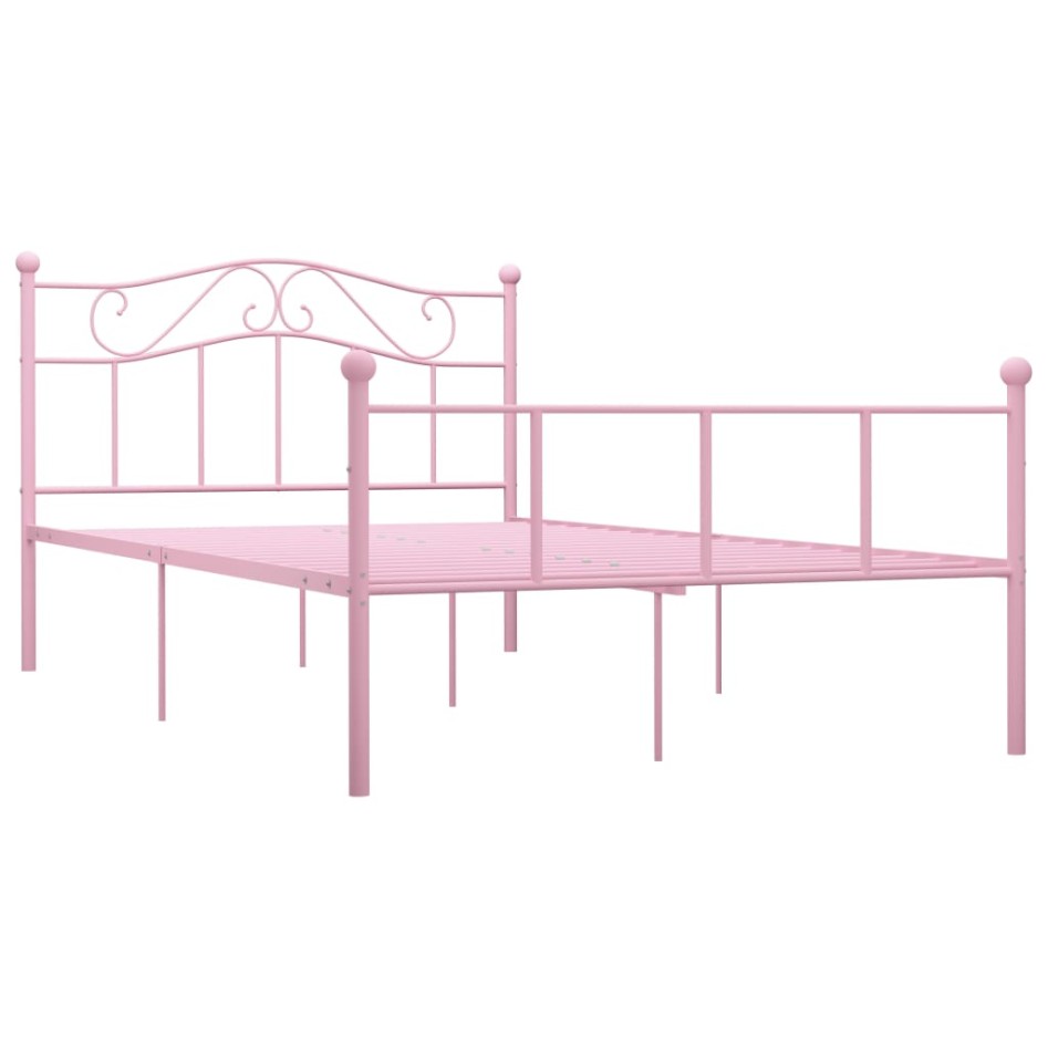 Estructura de cama de metal rosa 120x200