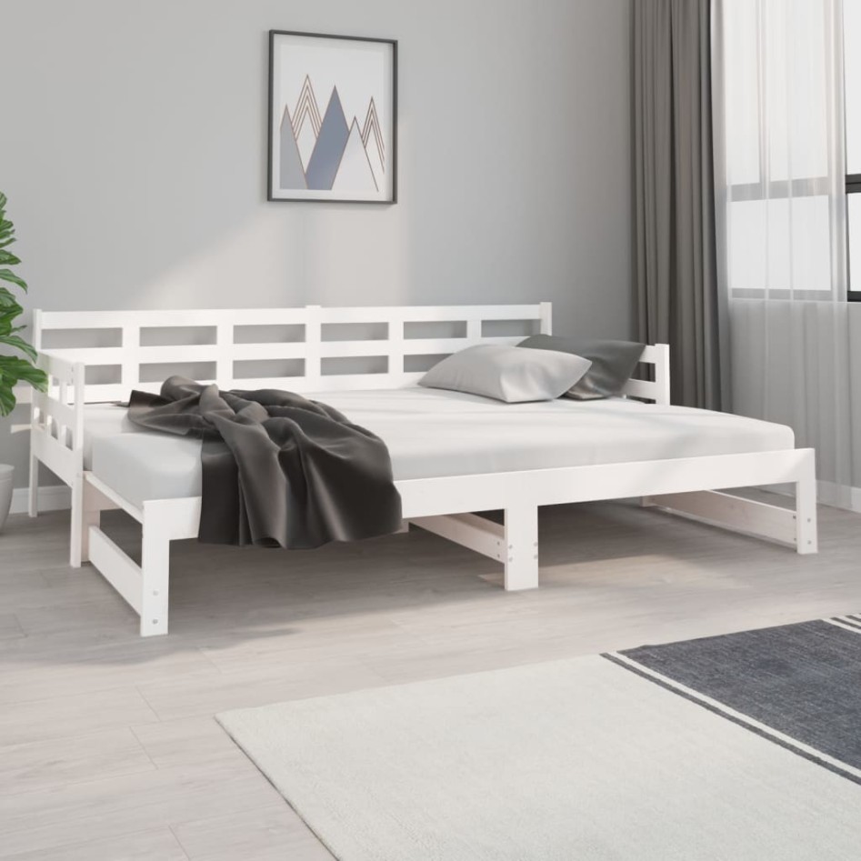 Sofá cama extraíble madera maciza de pino blanco 2x(80x200)