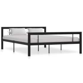 Estructura de cama de metal negro y blanco 140x200