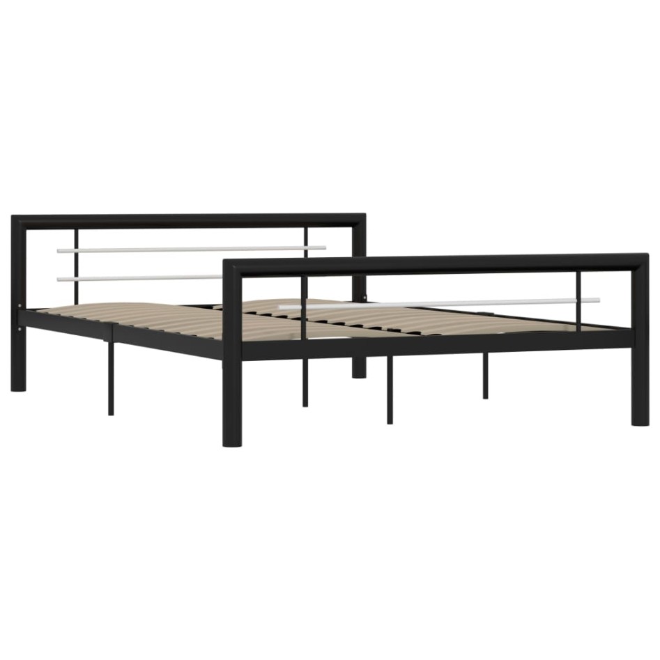 Estructura de cama de metal negro y blanco 140x200