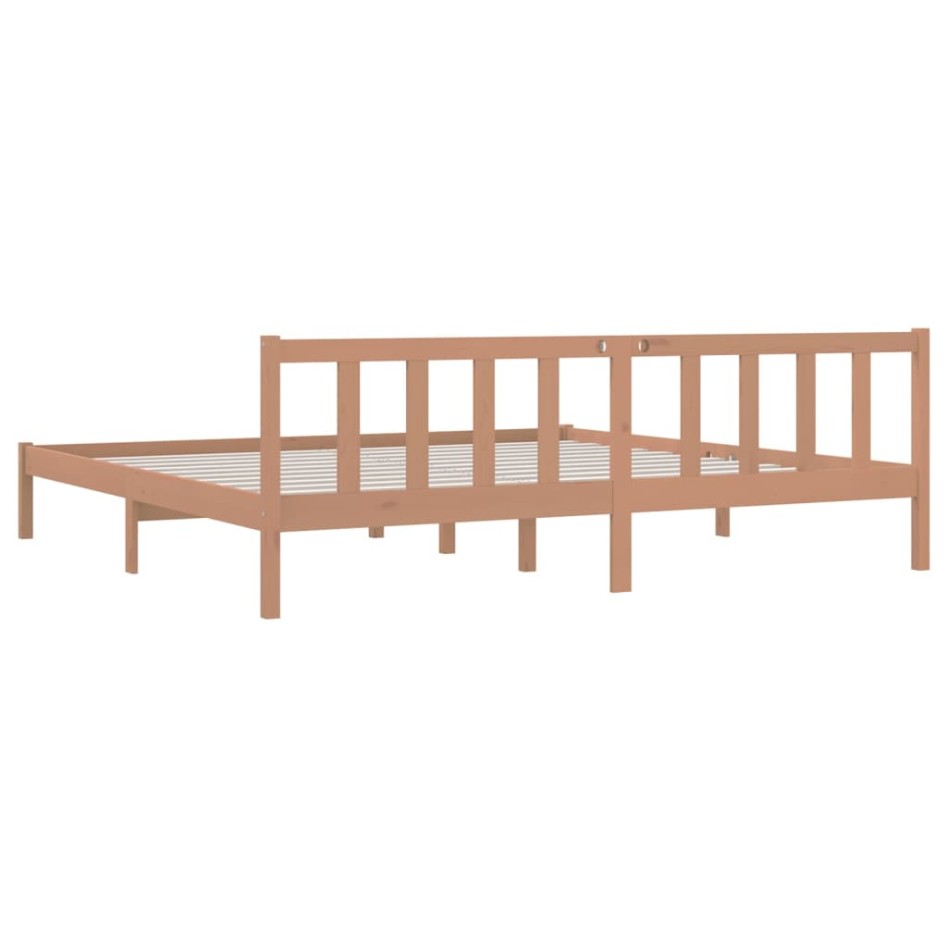Estructura de cama madera maciza pino marrón miel 200x200