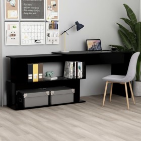 Escritorio de esquina madera contrachapada negro 200x50x76