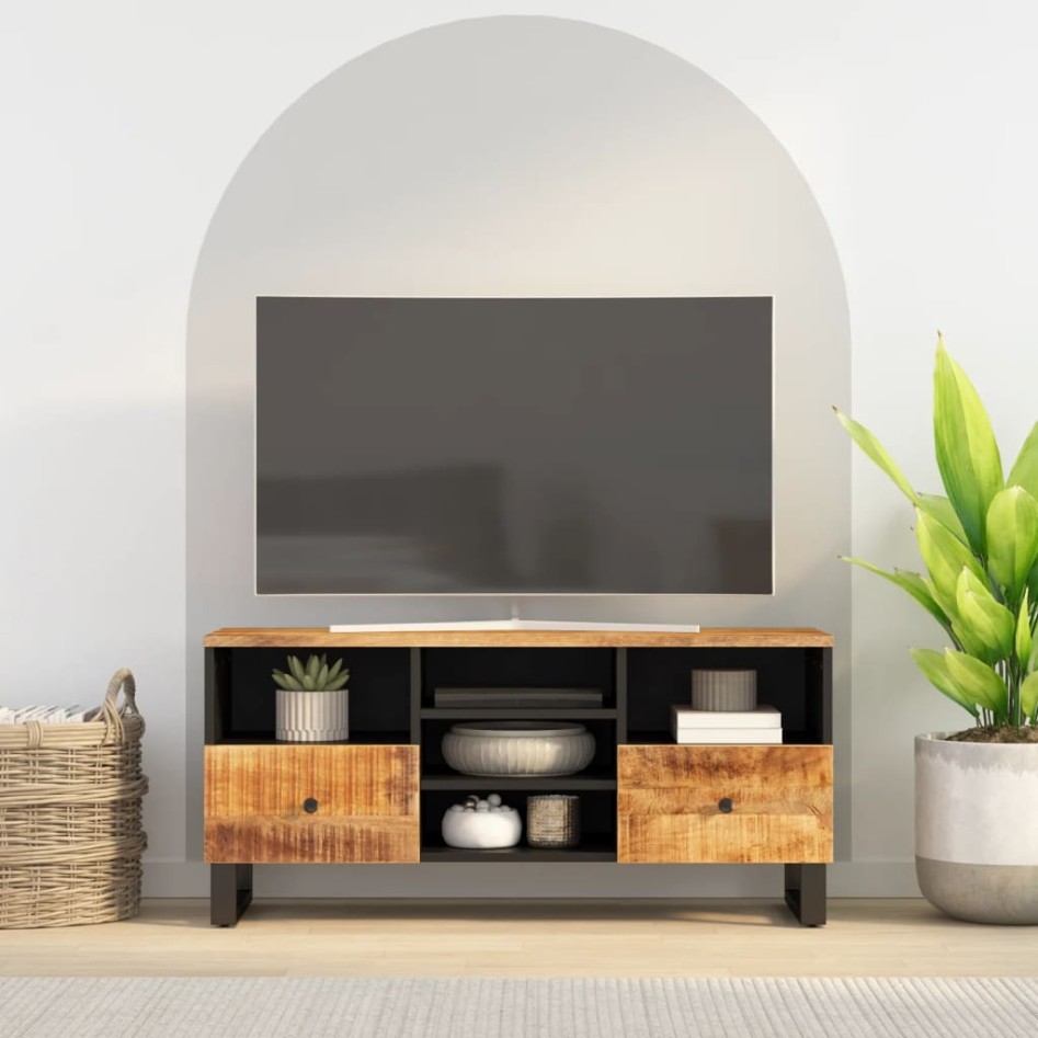 Mueble de TV madera mango y madera de ingeniería 100x33x46