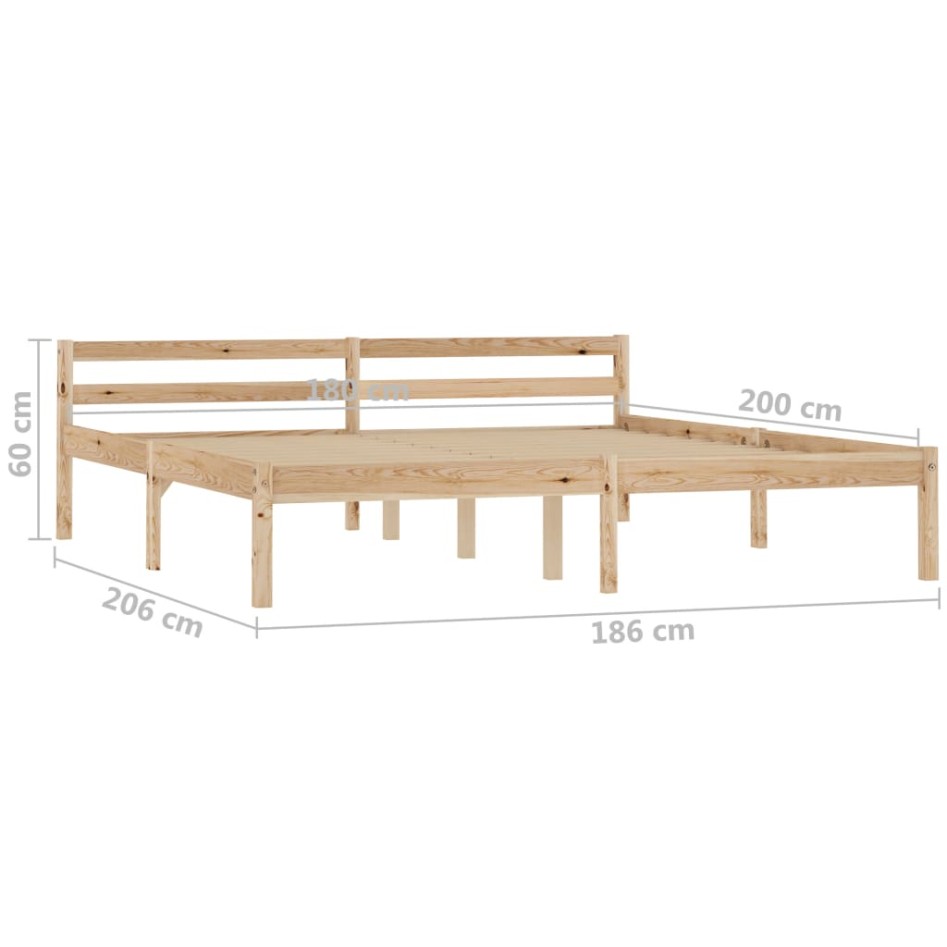 Estructura de cama de madera maciza de pino 180x200