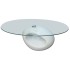 Mesa de centro superficie ovalada de vidrio blanco