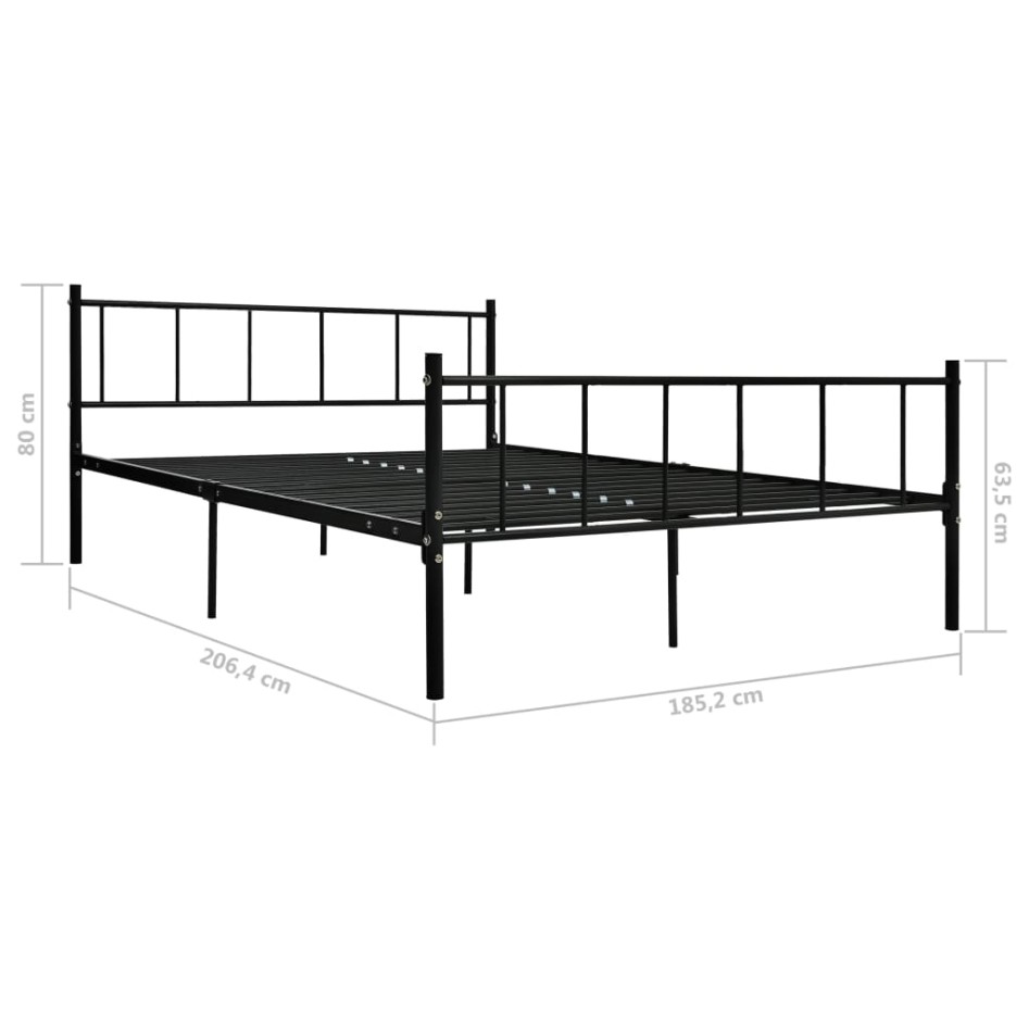 Estructura de cama de metal negro 180x200