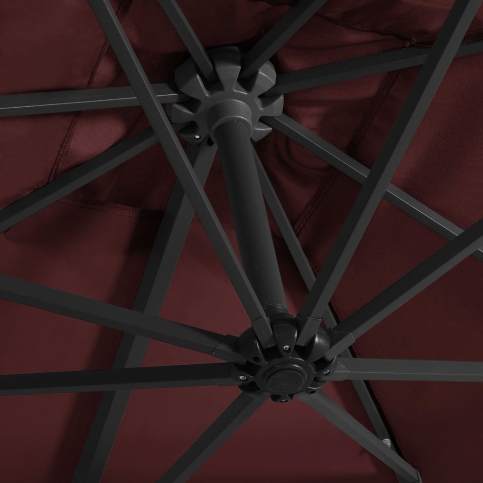 Sombrilla voladiza con luces LED rojo burdeos 250x250