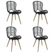 Sillas de comedor 4 unidades de ratán natural negro