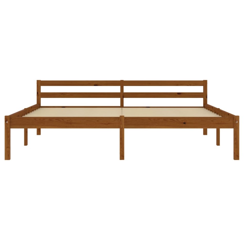 Estructura de cama madera maciza pino marrón miel 180x200