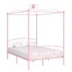 Estructura de cama con dosel metal rosa 140x200 cm