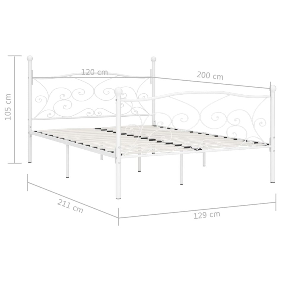 Estructura de cama con somier metal blanco 120x200