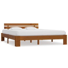Estructura de cama madera maciza pino marrón miel 180x200