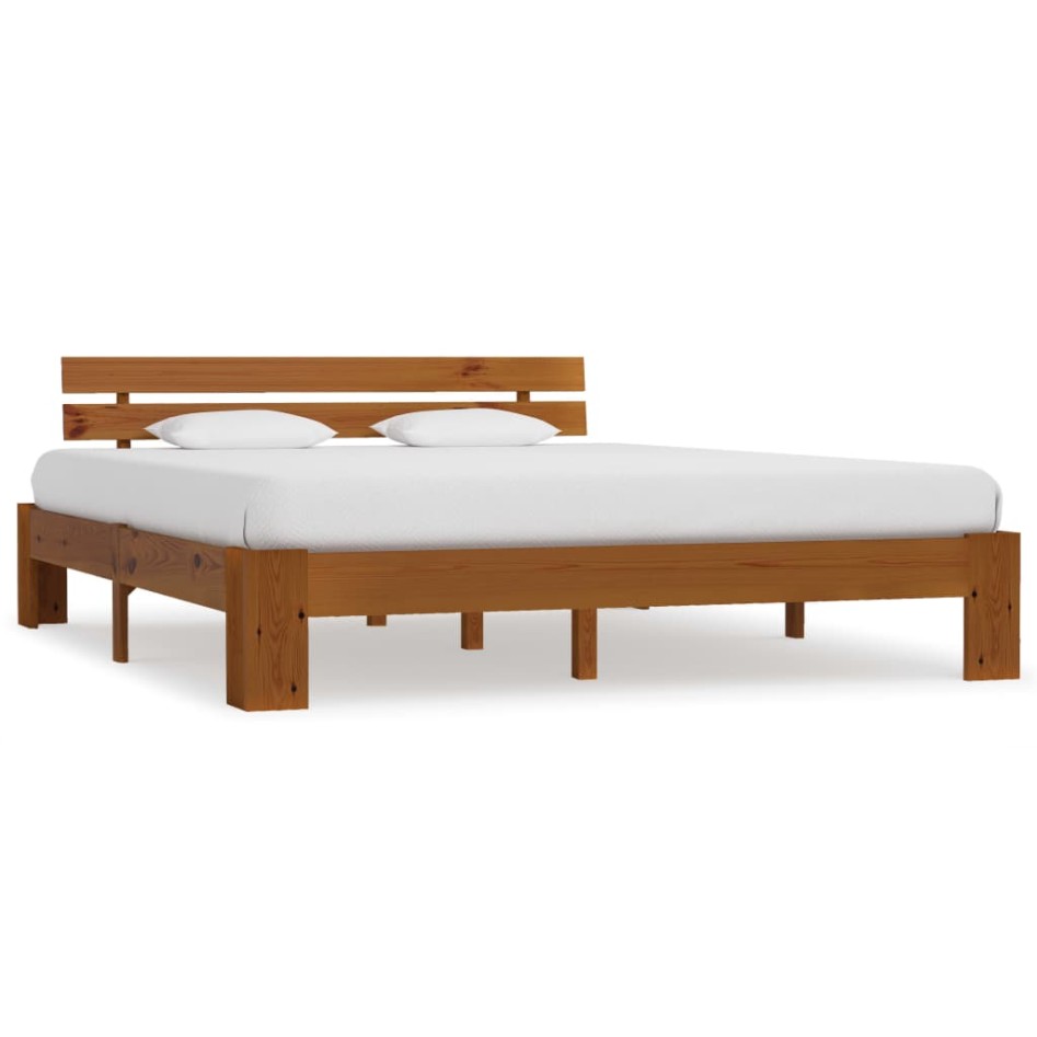 Estructura de cama madera maciza pino marrón miel 180x200