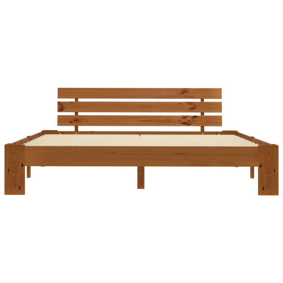 Estructura de cama madera maciza pino marrón miel 180x200