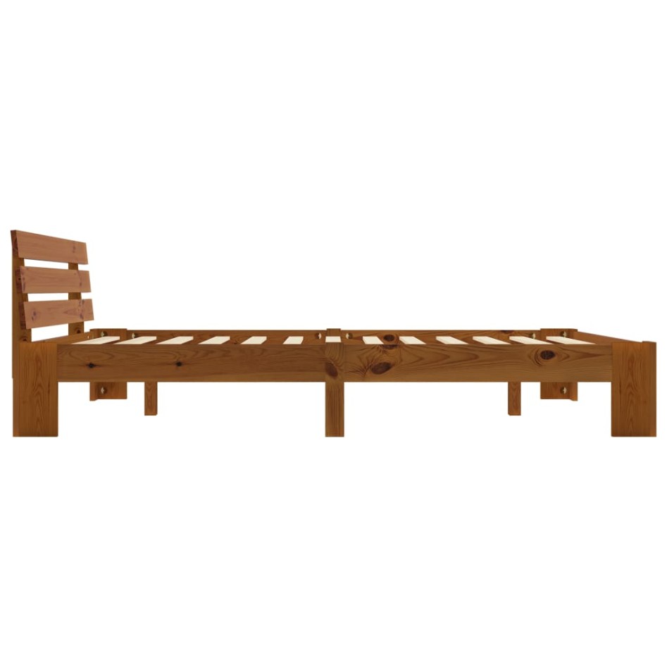 Estructura de cama madera maciza pino marrón miel 180x200