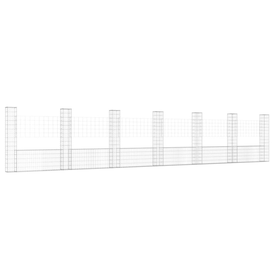 Cesta de gaviones forma de U 7 postes de hierro 740x20x150