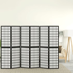 Biombo plegable con 6 paneles estilo japonés negro 240x170