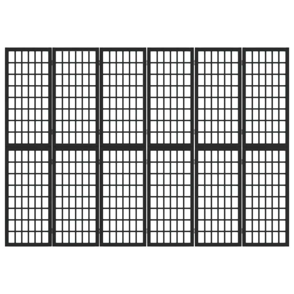 Biombo plegable con 6 paneles estilo japonés negro 240x170
