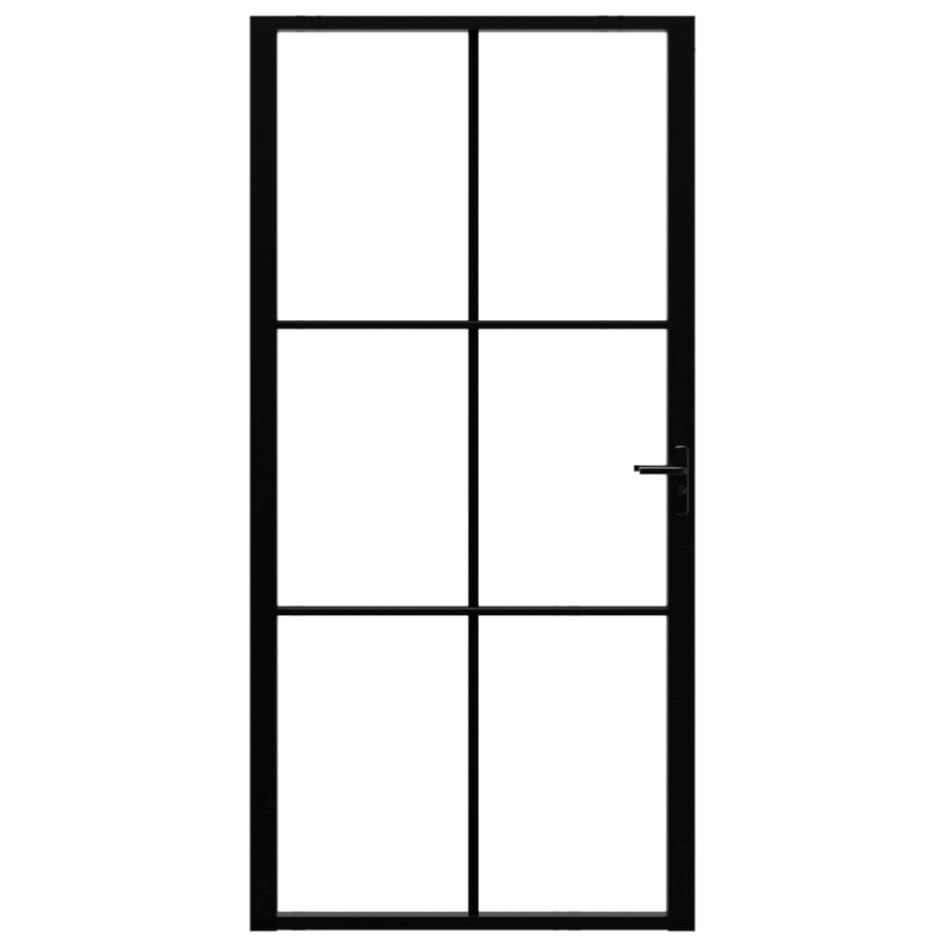Puerta interior vidrio ESG y aluminio negro 102,5x201,5