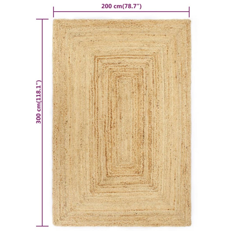 Alfombra hecha a mano de yute 200x300