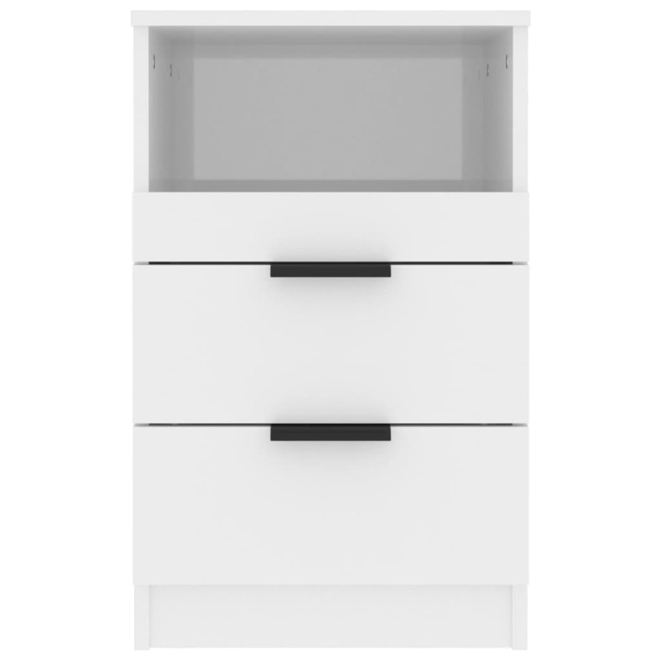 Mesita de noche 2 uds madera contrachapada blanco