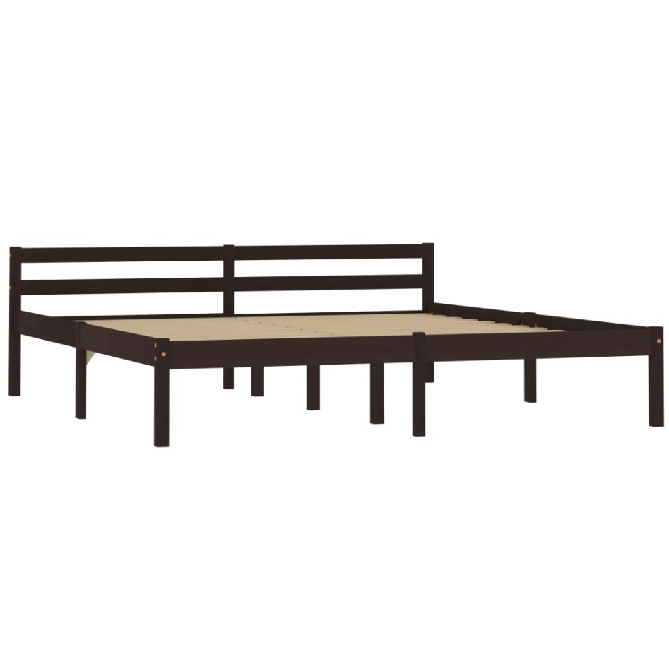 Estructura de cama madera maciza pino marrón oscuro 180x200