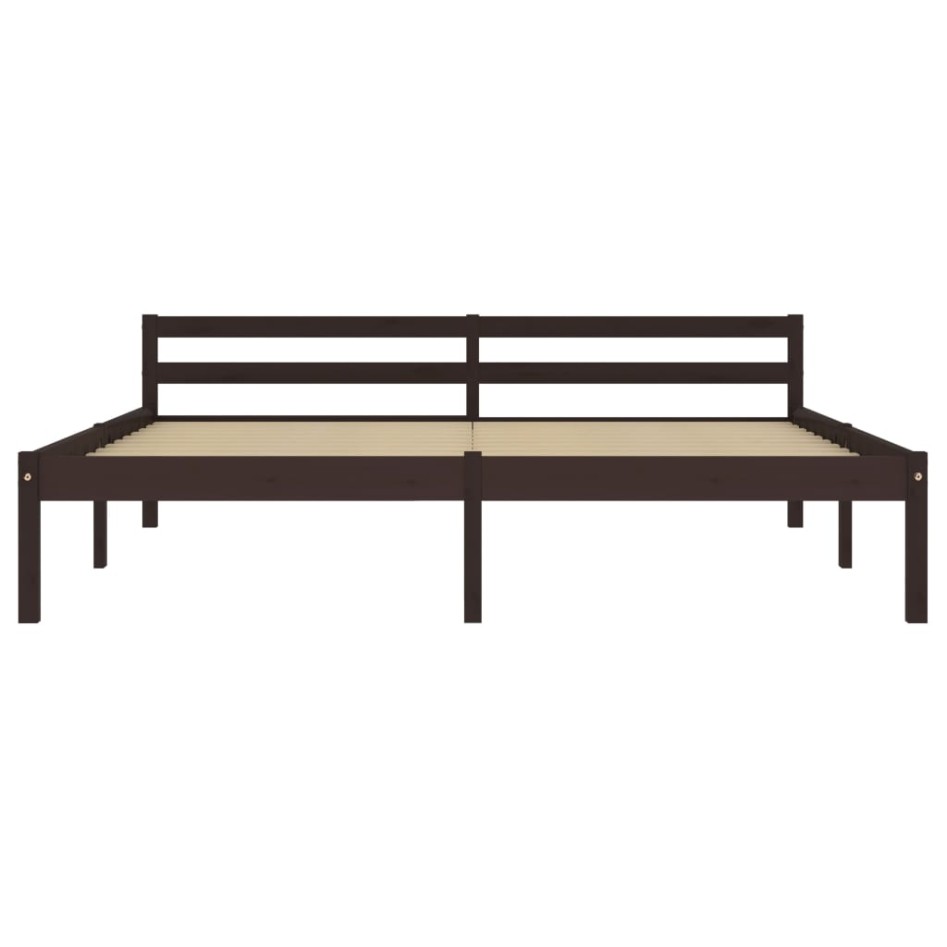 Estructura de cama madera maciza pino marrón oscuro 180x200