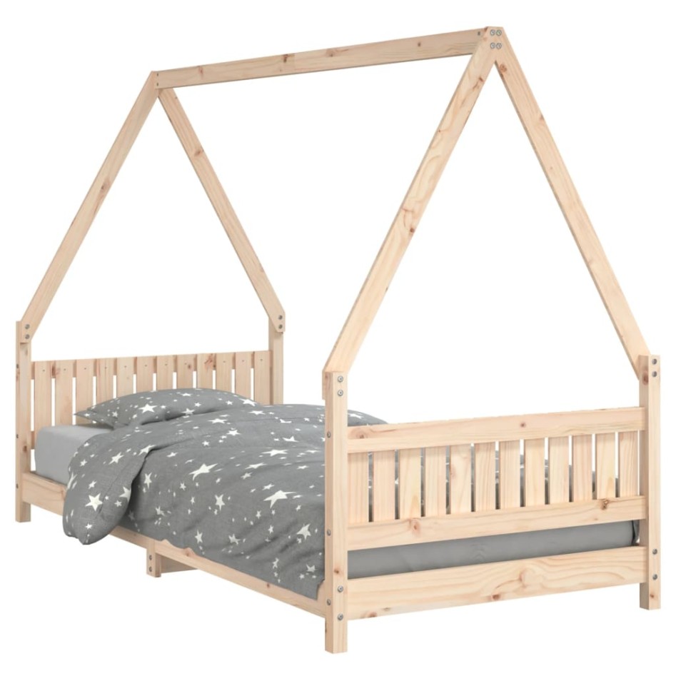 Estructura de cama para niños madera maciza de pino 90x200
