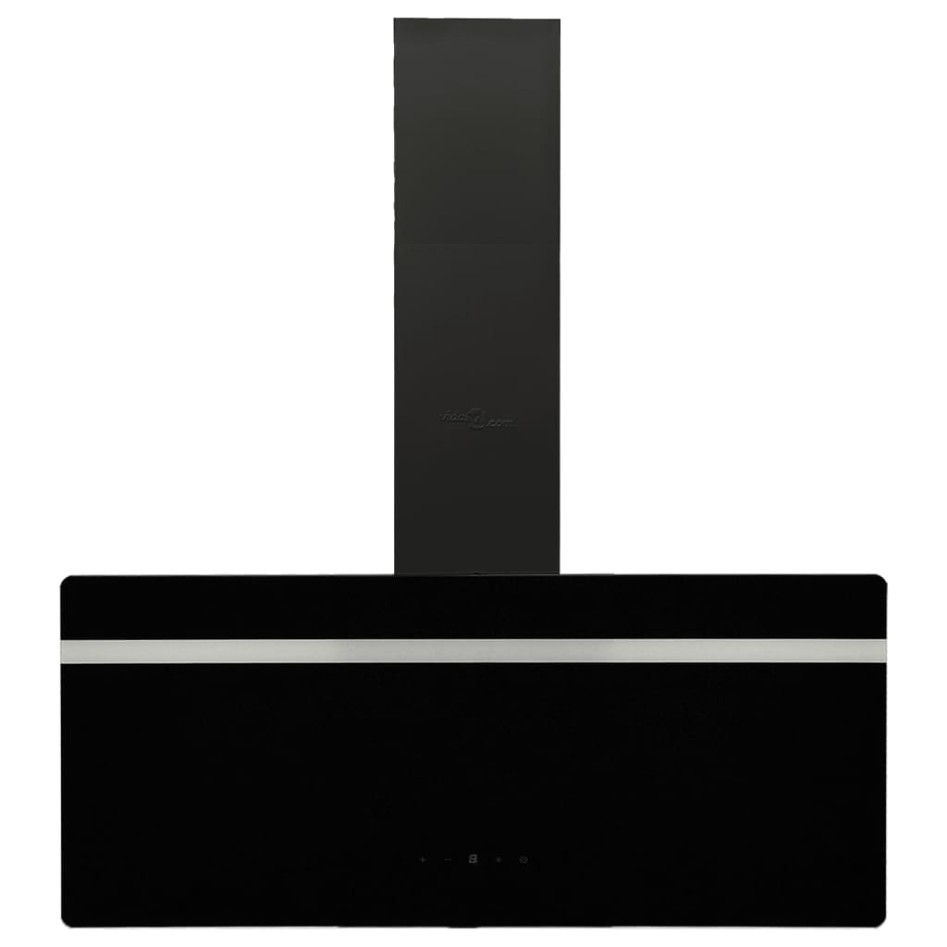 Campana extractora pared acero y vidrio templado negro 90