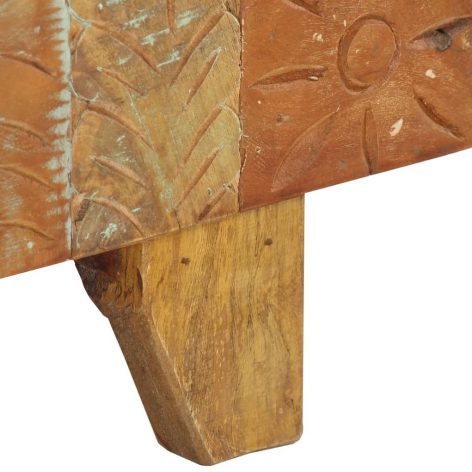 Mueble TV tallado a mano madera maciza reciclada 120x30x40