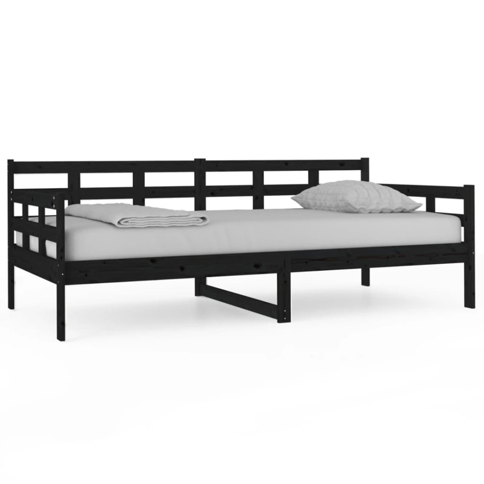 Sofá cama madera maciza de pino negro 90x190