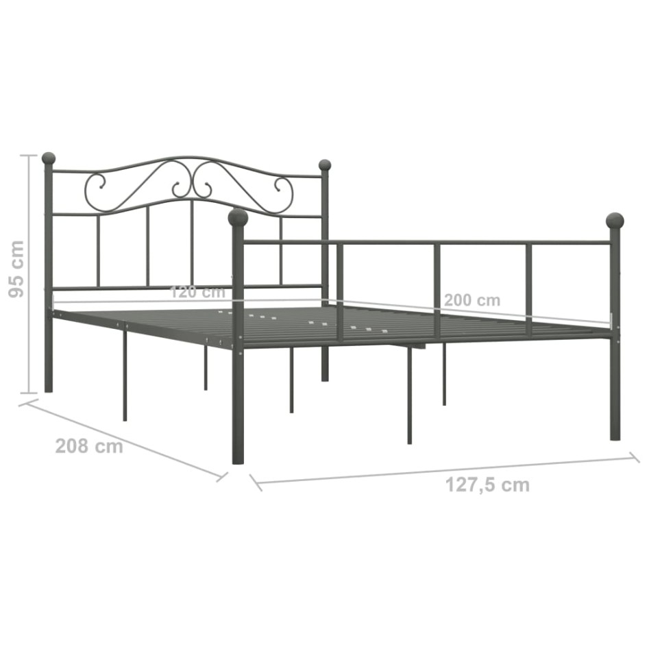 Estructura de cama de metal gris 120x200