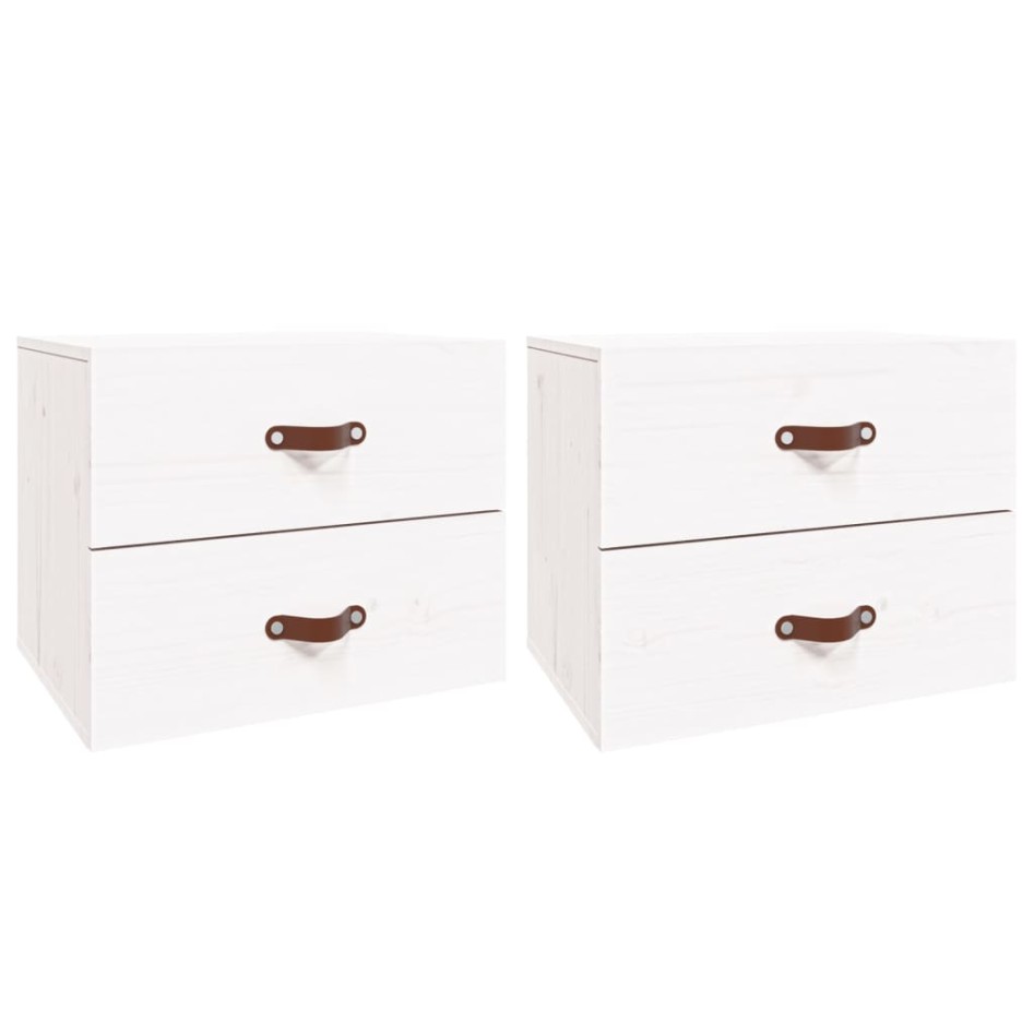 Mesitas de noche de pared 2 uds blanco 50x36x40