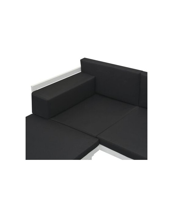 Set de muebles de jardín 4 piezas y cojines aluminio negro, Modelo Monda