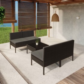 Set de muebles de jardín 5 pzas y cojines ratán sintético