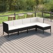 Set de muebles de jardín 5 pzas y cojines ratán sintético negro