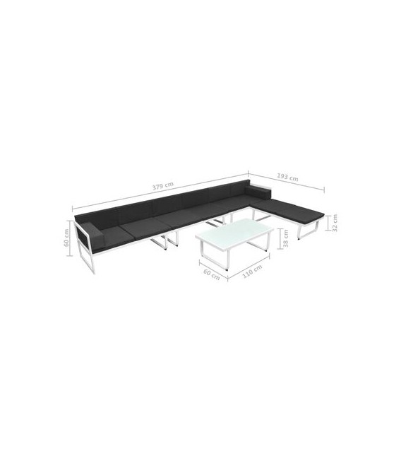 Set de muebles de jardín 5 piezas textilene aluminio negro, Modelo Mondados
