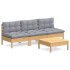 Juego de muebles de jardín 4 pzas y cojines madera pino